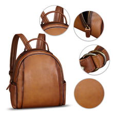 Load image into Gallery viewer, IVTG Genuine Leather Backpack for Women Knapsack Vintage Fashion Bookbag Handmade Casual Satchel Daypacks Purse