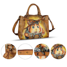 Load image into Gallery viewer, Genuine Leather Handbag Satchel for Women Hand Painted Handmade Crossbody Work Tote Bag Casual Shoulder Purses