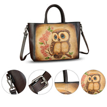 Load image into Gallery viewer, Genuine Leather Handbag Satchel for Women Hand Painted Pattern Leather Handmade Work Tote Bag Casual Shoulder Purse