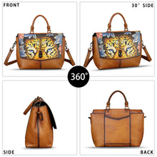 Load image into Gallery viewer, Genuine Leather Satchel for Women Hand Painted Handbag Top Handle Bags Handmade Purse Crossbody Tote Bag Purse