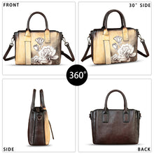 Load image into Gallery viewer, Genuine Leather Satchel for Women Hand Painted Leather Handbag Top Handle Bags Handmade Purse Crossbody Bag