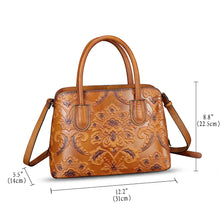 Load image into Gallery viewer, Genuine Leather Handbag for Women Top Handle Satchel Handmade Retro Embossed Leather Vintage Crossbody Purse