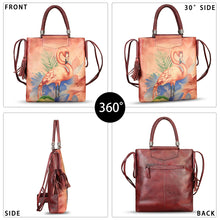 Load image into Gallery viewer, Genuine Leather Handbag for Women Hand Painted Leather Top Handle Bag Handmade Crossbody Purse Work Tote Bag