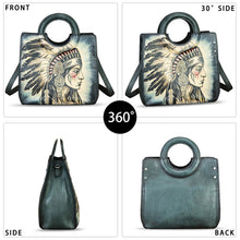 Load image into Gallery viewer, Genuine Leather Tote Bag for Women Hand Painted Leather Shoulder Handbag Handmade Purse Crossbody Work Tote Casual Purse