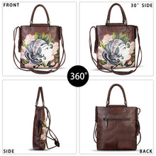Load image into Gallery viewer, Genuine Leather Handbag for Women Hand Painted Leather Top Handle Bag Handmade Crossbody Purse Work Tote Bag