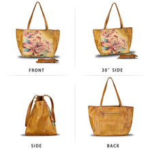 Load image into Gallery viewer, Genuine Leather Shoulder Bag for Women Hand Painted Handbag Handmade Crossbody Work Tote Casual Daypack Purse