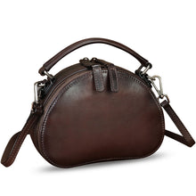 Load image into Gallery viewer, Genuine Leather Crossbody Bag for Women Retro Leather Handmade Small Round Satchel Handbag Circle Purse