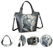 Load image into Gallery viewer, Genuine Leather Handbag Satchel for Women Hand Painted Leather Handmade Work Tote Casual Shoulder Purse Bag