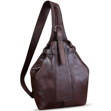 Load image into Gallery viewer, Genuine Leather Sling Bag for Men and Women Vintage Sling Backpack Fashion Shoulder Bag Crossbody Bag Chest Bag
