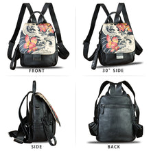 Load image into Gallery viewer, Genuine Leather Backpack for Women Hand Painted Knapsack Purse Designer Handmade Rucksack Casual Daypack