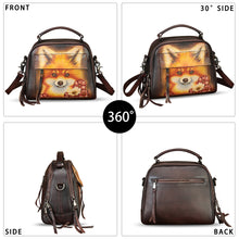 Load image into Gallery viewer, Genuine Leather Satchel for Women Hand Painted Leather Top Handle Handbag Handmade Crossbody Purse
