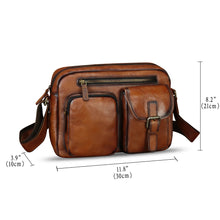 Load image into Gallery viewer, Genuine Leather Purse and Messenger Bag for Men Vintage Leather Shoulder Bag Briefcase Crossbody Satchel Bags with Strap
