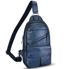 Load image into Gallery viewer, Genuine Leather Sling Bag for Men Sling Backpack Handmade Retro Crossbody Purse Hiking Daypack Chest Shoulder Fanny Pack