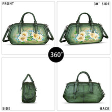 Load image into Gallery viewer, Genuine Leather Satchel for Women Hand Painted Leather Handbag Top Handle Bags Handmade Crossbody Purse Tote Bag