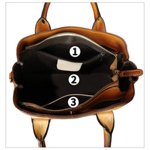 Load image into Gallery viewer, Genuine Leather Satchel for Women Hand Painted Leather Handbag Top Handle Bags Handmade Purse Crossbody Bag