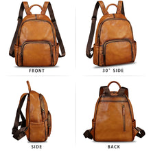 Load image into Gallery viewer, Genuine Leather Fashion Backpack for Women Vintage Satchel Soft Real Leather Knapsack Purse Rucksack Daypack Ba