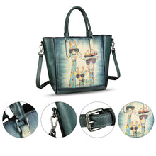 Load image into Gallery viewer, Genuine Leather Handbag for Women Hand Painted Leather Top Handle Satchel Handmade Crossbody Purse Tote Bag