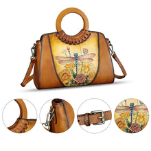 Load image into Gallery viewer, Genuine Leather Tote Bag for Women Hand Painted Shoulder Handbag Handmade Purse Crossbody Work Tote Casual Purse