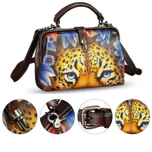 Load image into Gallery viewer, Genuine Leather Handbag Satchel for Women Hand Painted Leather Handmade Pouch Casual Shoulder Purse Bag