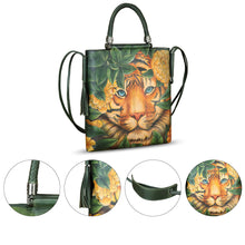 Load image into Gallery viewer, Genuine Leather Handbag for Women Hand Painted Leather Top Handle Bag Handmade Crossbody Purse Work Tote Bag