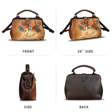 Load image into Gallery viewer, Genuine Leather Handbag Satchel for Women Hand Painted Leather Handmade Pouch Casual Shoulder Purse Bag