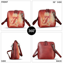 Load image into Gallery viewer, Genuine Leather Crossbody Bag for Women Hand Painted Leather Handmade Crossbody Satchel Purse Pouch