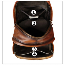 Load image into Gallery viewer, Genuine Leather Backpack for Women Hand Painted Purse Retro Leather Handmade College Knapsack Rucksack Casual Daypack