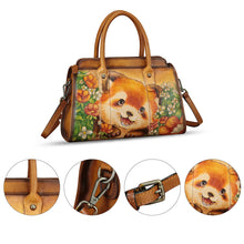 Load image into Gallery viewer, Genuine Leather Satchel for Women Hand Painted Handbag Purse Top Handle Bags Handmade Purse Crossbody Tote Bag