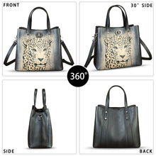 Load image into Gallery viewer, Genuine Leather Handbag Satchel for Women Hand Painted Leather Handmade Work Tote Bag Casual Shoulder Purse