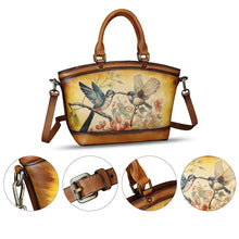 Load image into Gallery viewer, Genuine Leather Handbag Purse for Women Hand Painted Shoulder Handbag Handmade Purse Crossbody Work Tote Casual Bag