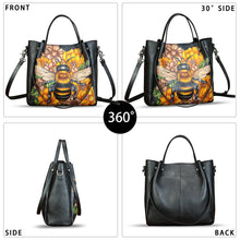 Load image into Gallery viewer, Genuine Leather Handbag Satchel for Women Hand Painted Shoulder Bag Handmade Work Tote Casual Crossbody Purse