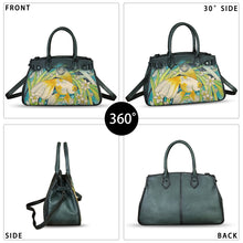 Load image into Gallery viewer, Genuine Leather Satchel for Women Hand Painted Leather Handbag Top Handle Bags Handmade Crossbody Purse Work Tote