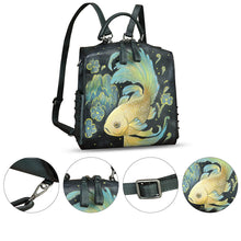 Load image into Gallery viewer, Genuine Leather Satchel for Women Hand Painted Purse Crossbody Handbag Top Handle Bags Handmade Convertible Backpack