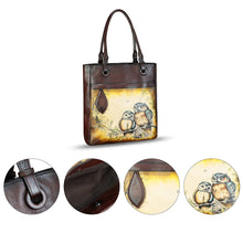 Load image into Gallery viewer, Genuine Leather Shoulder Bag for Women Hand Painted Leather Handbag Handmade Work Tote Bag Casual Hand Purse