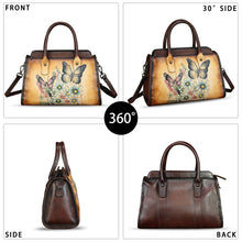 Load image into Gallery viewer, Genuine Leather Satchel for Women Hand Painted Handbag Purse Top Handle Bags Handmade Purse Crossbody Tote Bag