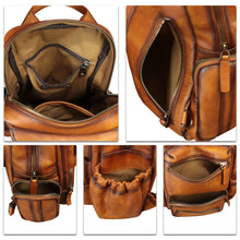 Load image into Gallery viewer, Genuine Leather Silng Bag for Men and Women Large Leather Sling Backpack Purse Crossbody Bag for Ipad Pro 12.9 inch