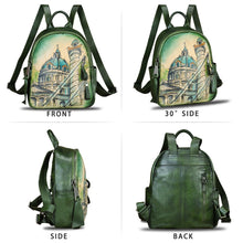 Load image into Gallery viewer, Genuine Leather Backpack for Women Hand Painted Knapsack Purse Handmade Rucksack Casual Daypack