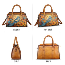 Load image into Gallery viewer, Genuine Leather Satchel for Women Hand Painted Handbag Purse Top Handle Bags Handmade Purse Crossbody Tote Bag