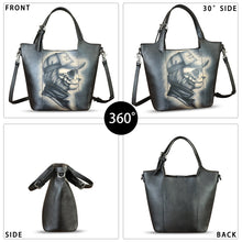 Load image into Gallery viewer, Genuine Leather Handbag Satchel for Women Hand Painted Leather Handmade Work Tote Casual Shoulder Purse Bag