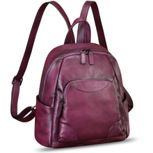 Load image into Gallery viewer, IVTG Genuine Leather Backpack for Women Vintage Handmade Satchel Vintage Knapsack Retro Leather Rucksack Daypack