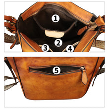 Load image into Gallery viewer, Genuine Leather Crossbody Bag for Women Hand Painted Leather Handmade Crossbody Satchel Purse Hand Drawn Handbag