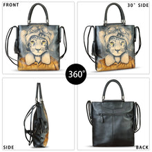 Load image into Gallery viewer, Genuine Leather Handbag for Women Hand Painted Leather Top Handle Bag Handmade Crossbody Purse Work Tote Bag