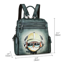 Load image into Gallery viewer, Genuine Leather Backpack for Women Hand Painted Knapsack Purse Handmade Rucksack Casual College Bag Convertible Daypack