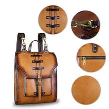 Load image into Gallery viewer, Genuine Leather Backpack for Women and Men Vintage Rucksack Convertible Casual Daypack Handmade Western Satchel Sling Purse