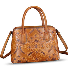 Load image into Gallery viewer, Genuine Leather Handbag for Women Top Handle Satchel Handmade Retro Embossed Leather Vintage Crossbody Purse