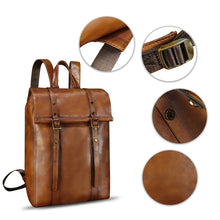 Load image into Gallery viewer, Genuine Leather Backpack for Men Vintage Handmade Leather Rucksack Knapsack Purse Daypack for Travel Laptop Notebook