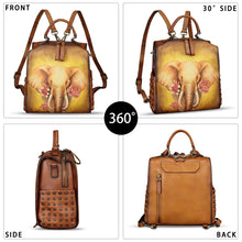 Load image into Gallery viewer, Genuine Leather Satchel for Women Hand Painted Purse Crossbody Handbag Top Handle Bags Handmade Convertible Backpack