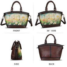 Load image into Gallery viewer, Genuine Leather Handbag Purse for Women Hand Painted Shoulder Handbag Handmade Purse Crossbody Work Tote Casual Bag