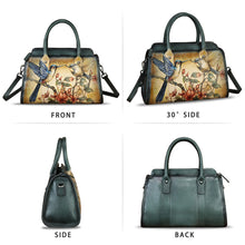 Load image into Gallery viewer, Genuine Leather Satchel for Women Hand Painted Handbag Purse Top Handle Bags Handmade Purse Crossbody Tote Bag