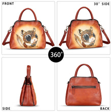 Load image into Gallery viewer, Genuine Leather Handbag for Women Hand Painted Leather Top Handle Satchel Handmade Crossbody Purse